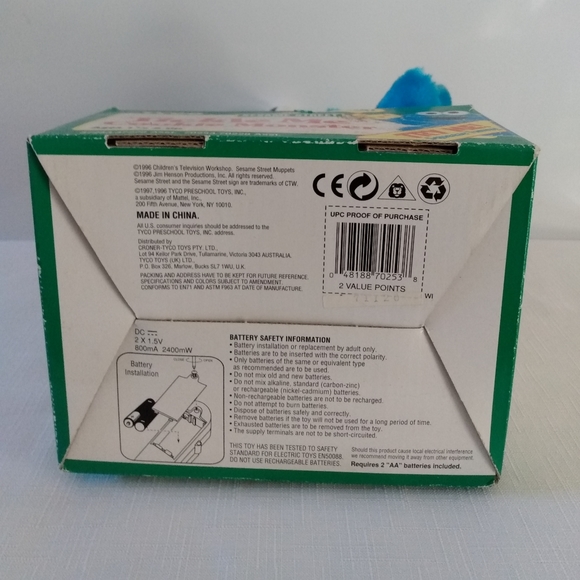 1996 Tyco Sesame Street Tickle Me Cookie Monster Plush NIB Talks & Shakes Tested - Picture 7 of 7